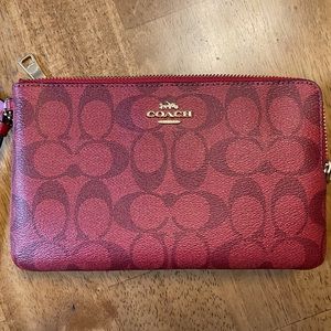 Double Zip Coach Wristlet